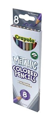 8 Pre-Sharpened Crayola Metallic Colored Pencils Long-Lasting 8