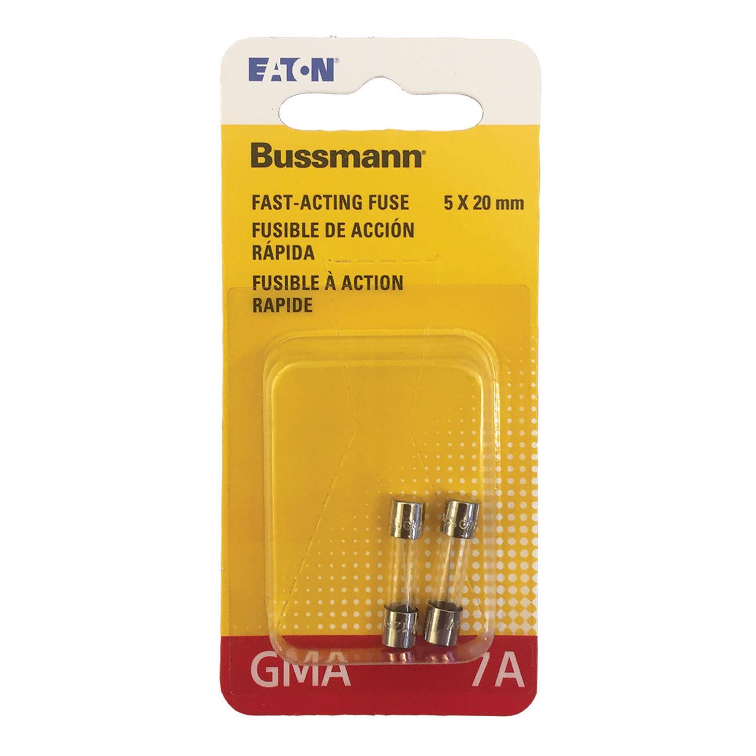 EATON  
Bussmann  
FAST-ACTING FUSE FUSIBLE DE ACCIÓN RÁPIDA FUSIBLE À ACTION RAPIDE  
5 X 20 mm  
GMA  
1A