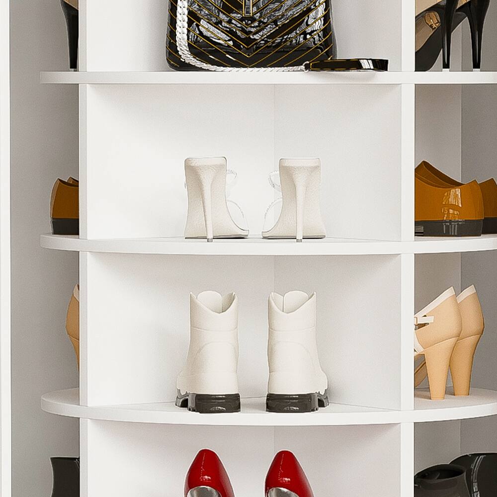 Alt View 6. Loheer - Loheer 7-tier rotating shoe rack, 360 degree revolving shoe organizer, white, shoe rack for 28 pairs - White.