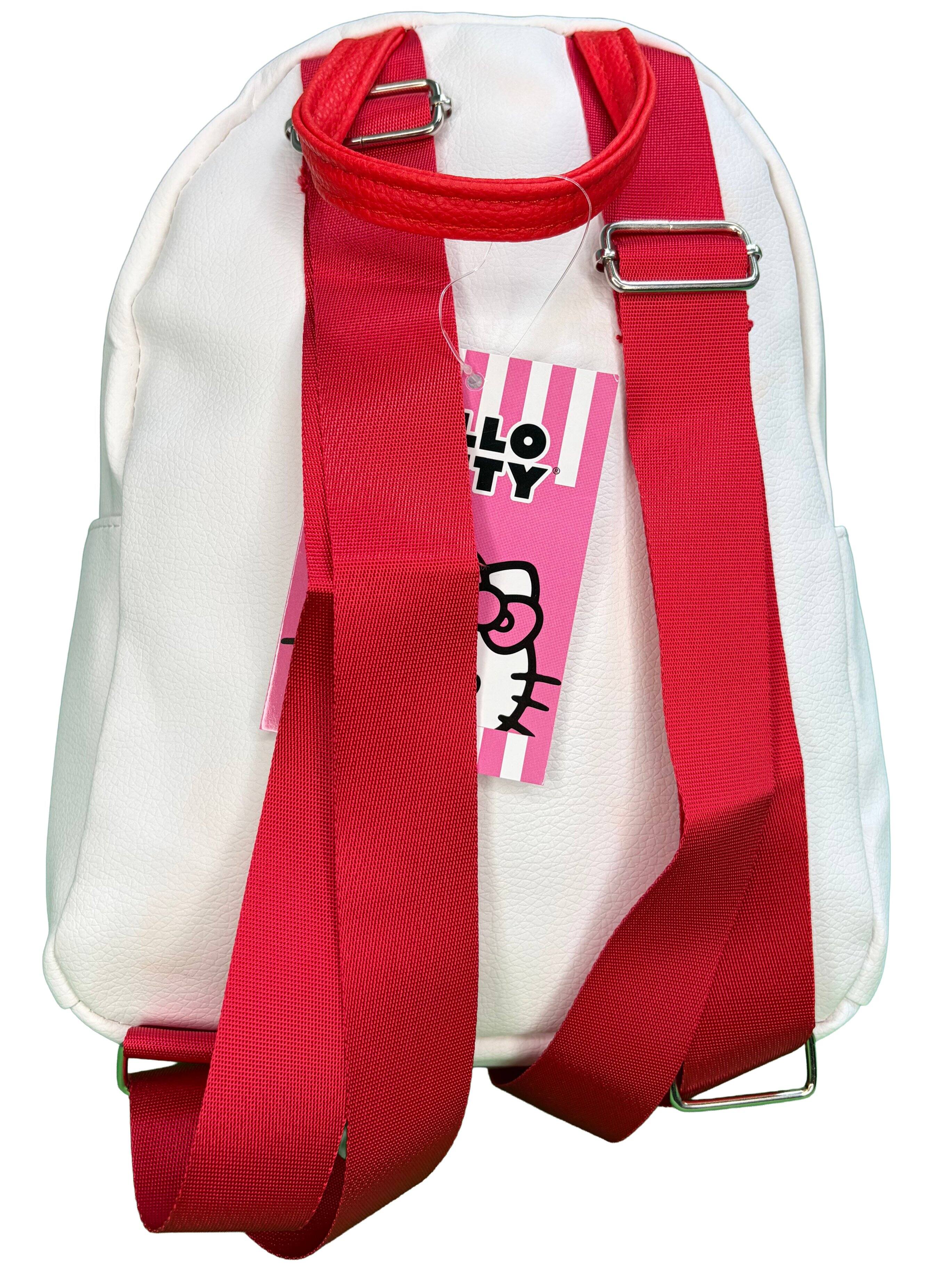 Alt View 4. UPD - Hello Kitty 10" White Faux Leather Mini Backpack with small Front Pocket - Multicolored.