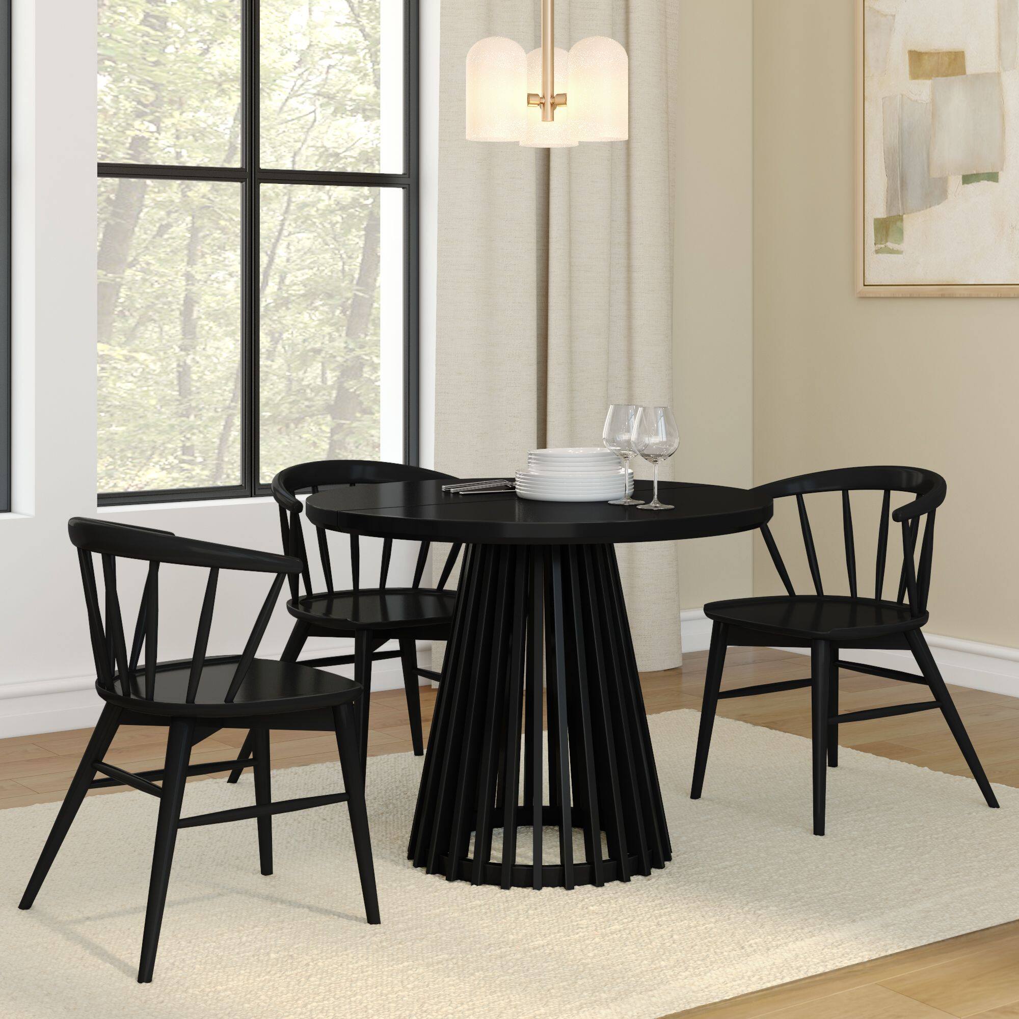 Alt View 5. Plank+Beam - Lido Round Dining Table (38in / 966mm)|| Black - Black.