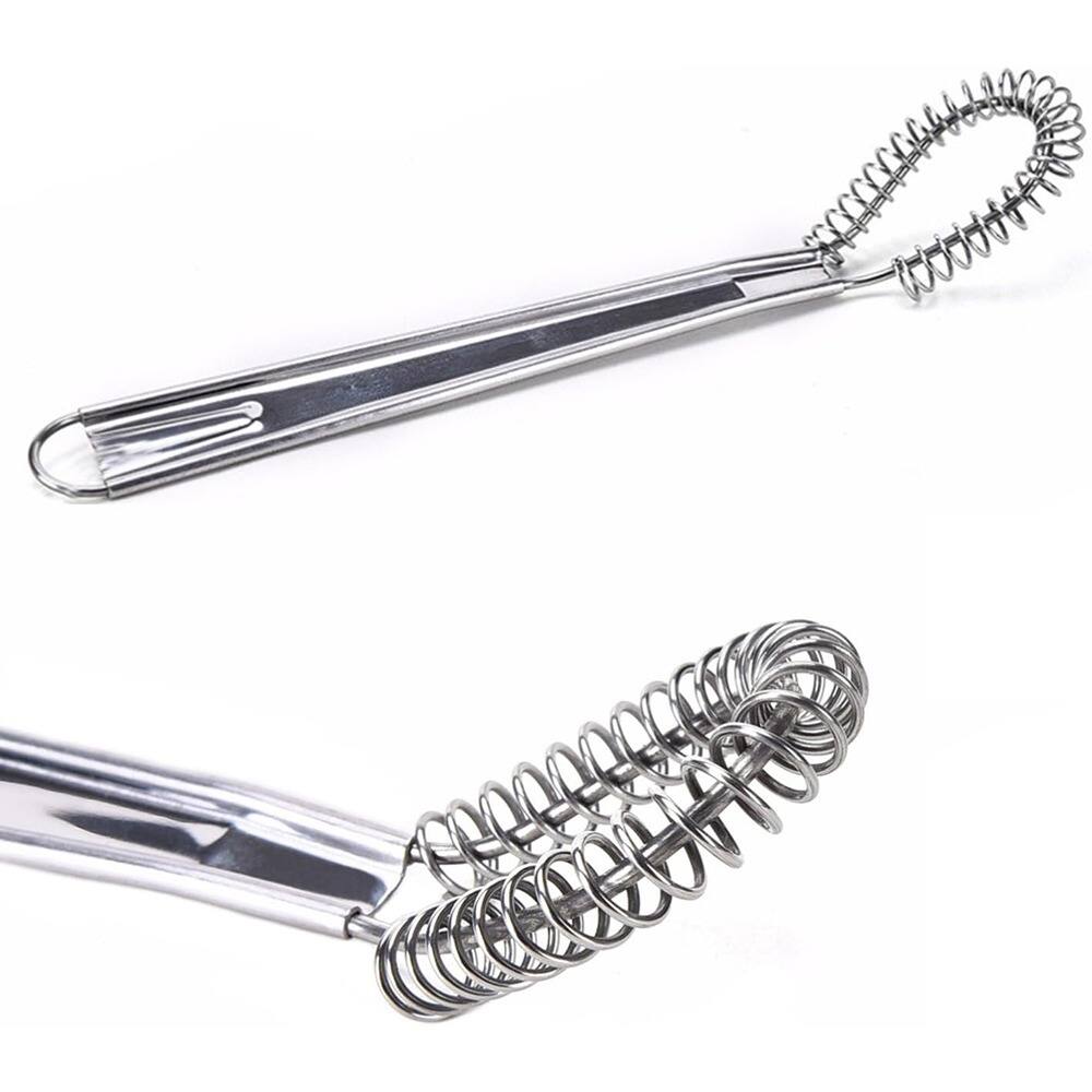 Left. RTMB - Stainless Steel Mini Egg Whisk & Handheld Milk Frother Mixer - Silver.