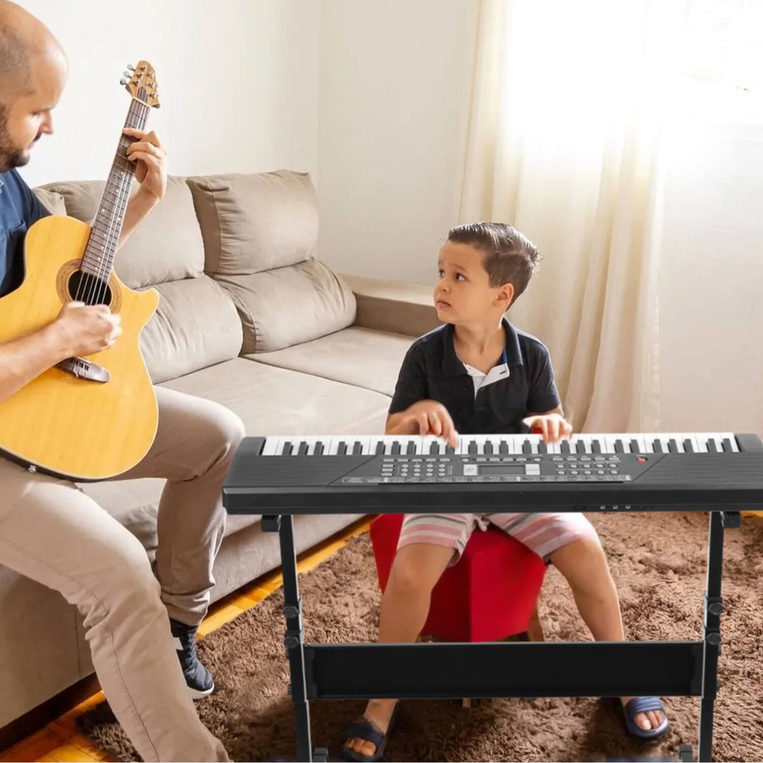 Alt View 1. DirectDeals - 61-Key Digital Music Keyboard – Electric Piano with Mic & Stand - Black.