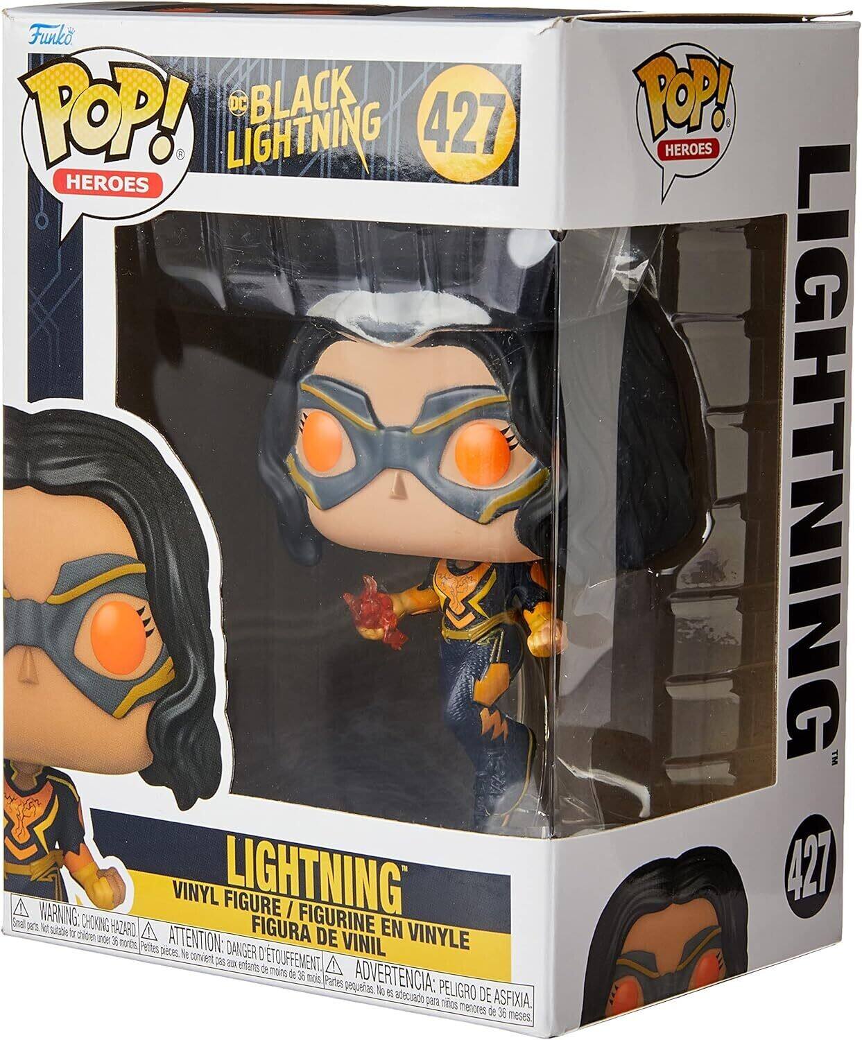 Funko POP!  
HEROES  

BLACK LIGHTNING  
LIGHTNING  

VINYL FIGURE / FIGURINE EN VINYLE / FIGURA DE VINIL / FIGURA DE VINIL  

WARNING: CHOKING HAZARD - Small parts. Not for children under 3 years.  
ATTENTION: DANGER D'ÉTOUFFEMENT - Petits pièces. Ne convient pas aux enfants de moins de 3 ans.  
ADVERTENCIA: PEQUEÑAS PIEZAS. NO ES ADECUADO PARA NIÑOS MENORES DE 3 AÑOS.  

427