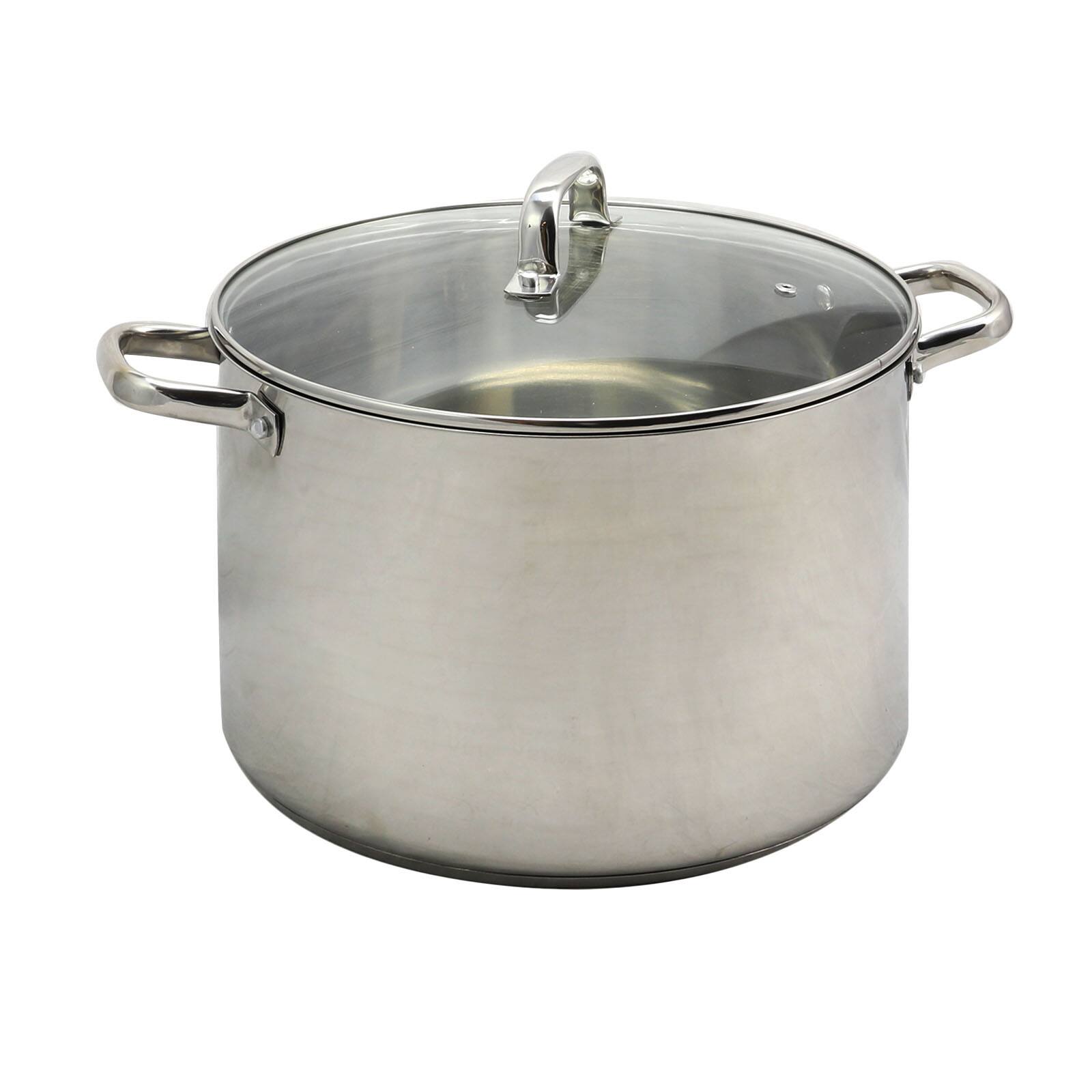 Front. Oster - Oster Adenmore 16 Quart Stainless Steel Stock Pot With Tempered Glass Lid - Silver.