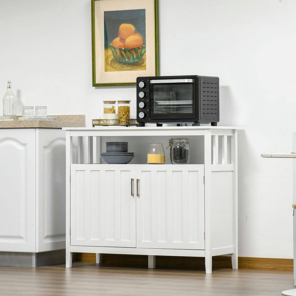 Alt View 2. Kadyn - Versatile Sideboard & Coffee Bar Cabinet with 2 Doors and Shelving, White - White.