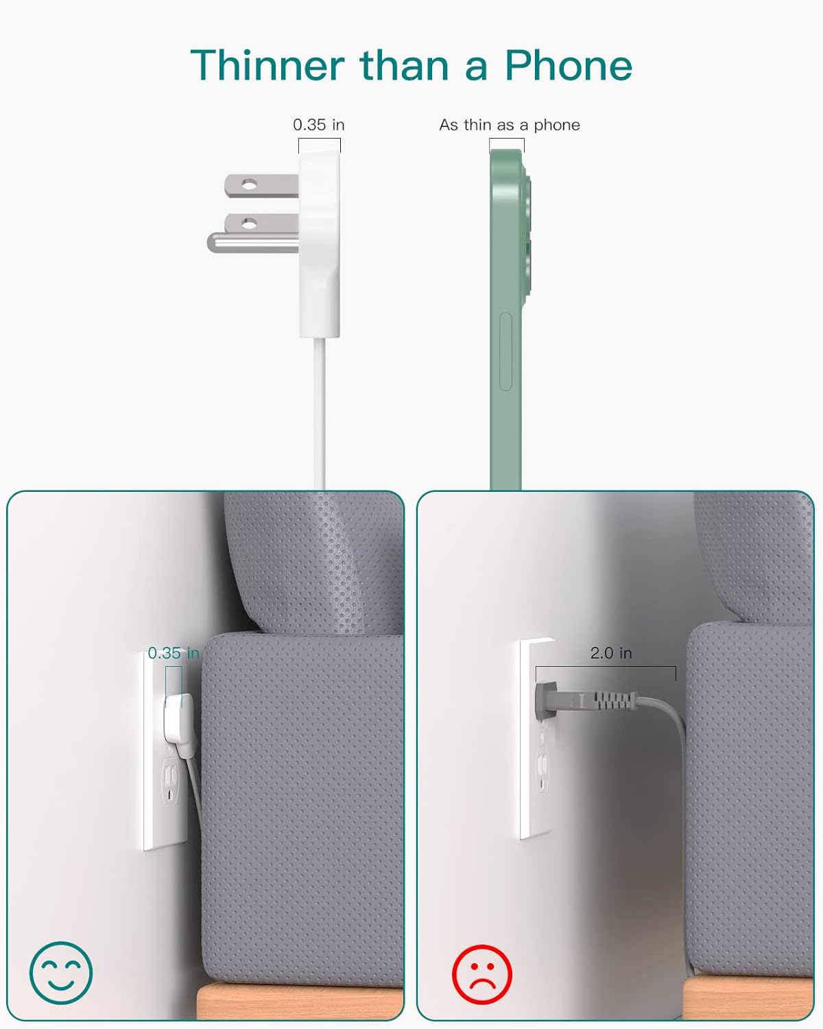 Thinner than a Phone  
0.35 in  
As thin as a phone  
0.35 in  
2.0 in
