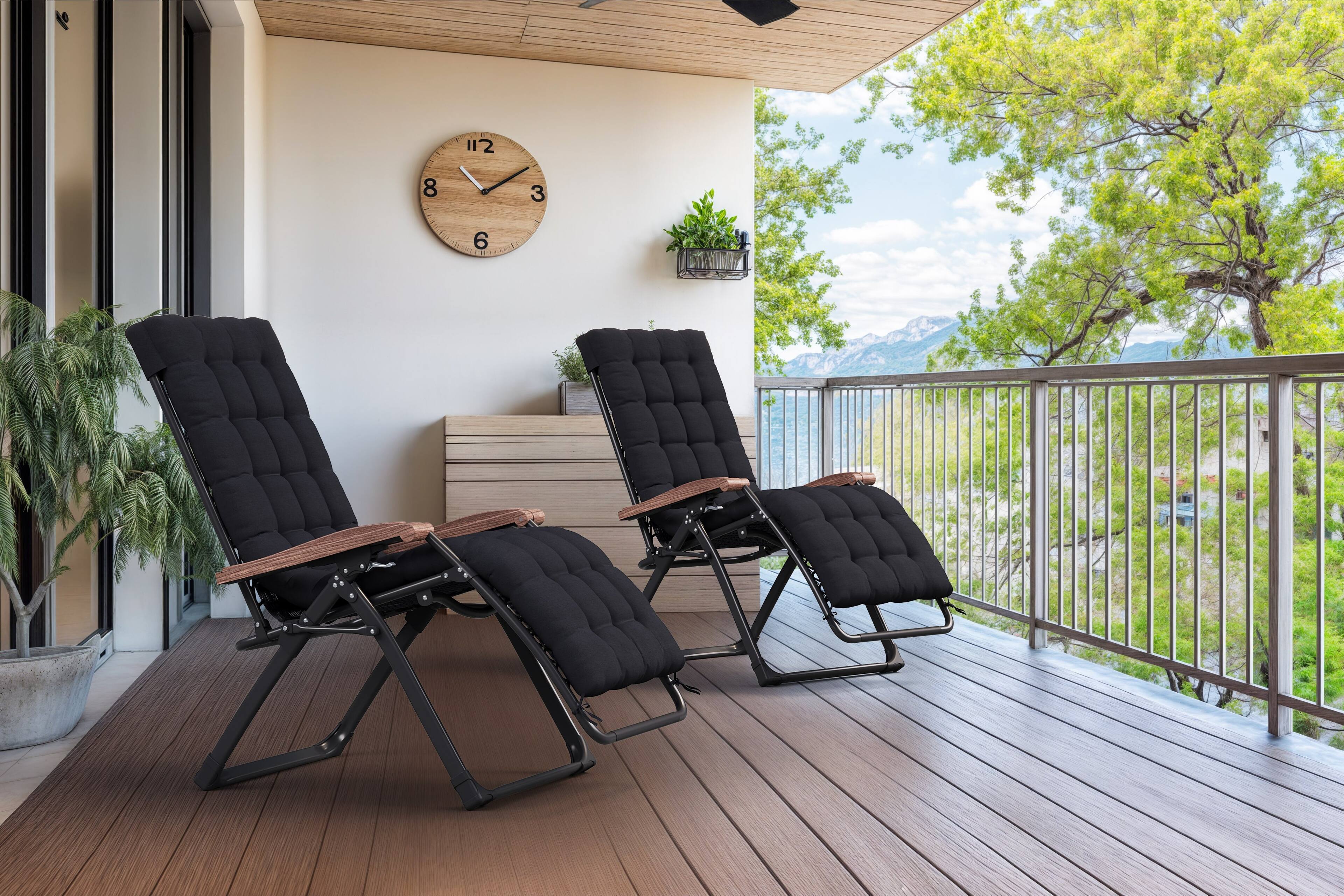 Alt View 1. PURPLE LEAF - Patio Reclining Chair Zero Gravity Chaise Lounge Folding Chair with Removable Cushion Adjustable Headrest for Beach Pool - Black.