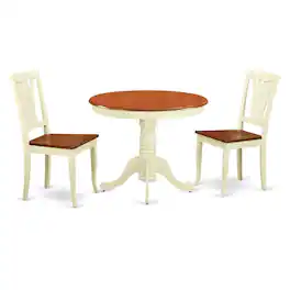 East West Furniture - 3 Pc small Kitchen Table and Chairs set-small Table plus 2 Dining Chairs - Buttermilk & Cherry