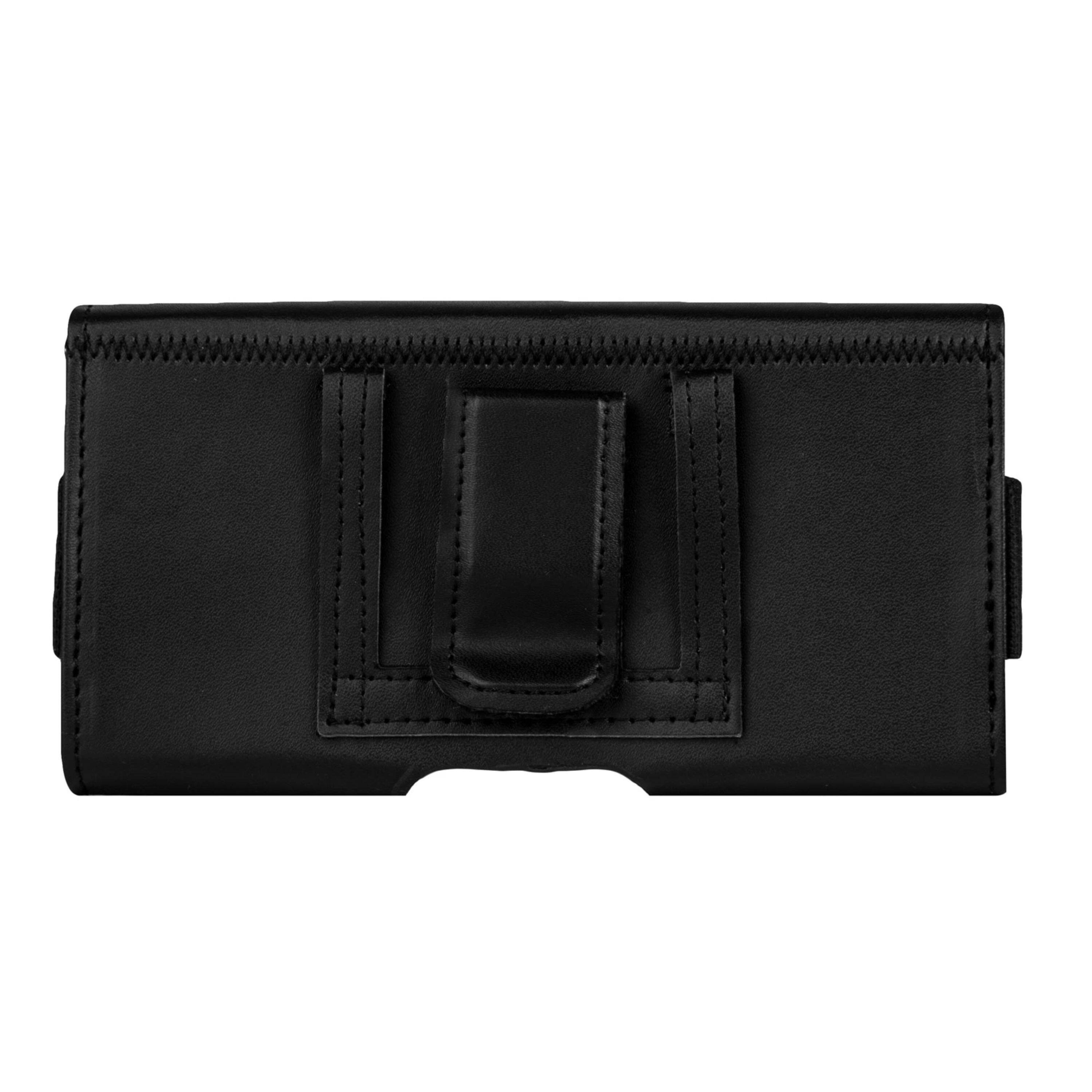 Left. Kitcheniva - PU Belt Holster For 6.1″ Phones Leather Black - Leather Black.