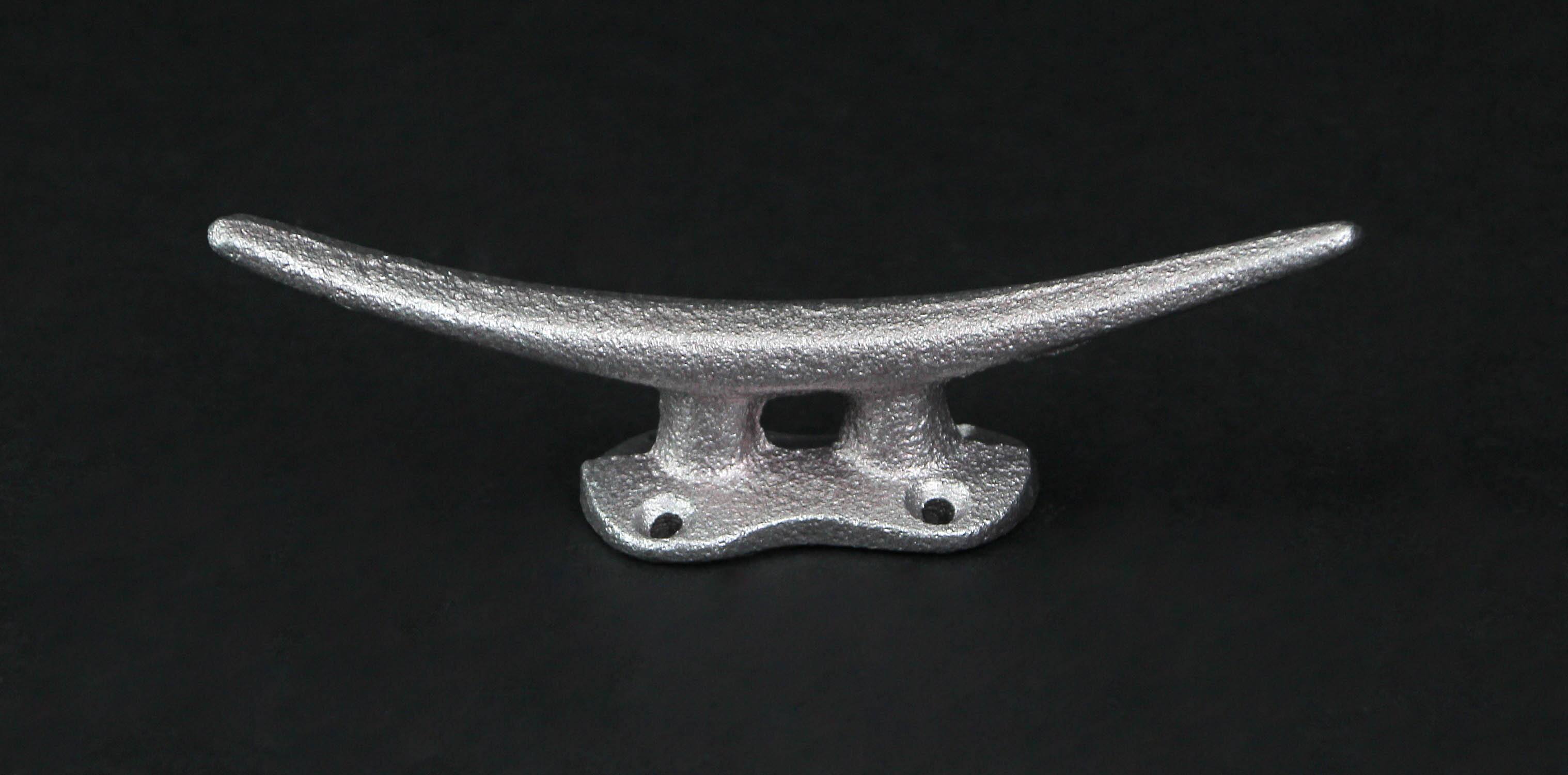 Alt View 2. Zeckos - Set of 4 Metallic Silver Finish Cast Iron Nautical Cleat Wall Hooks/Drawer Pulls - Silver.