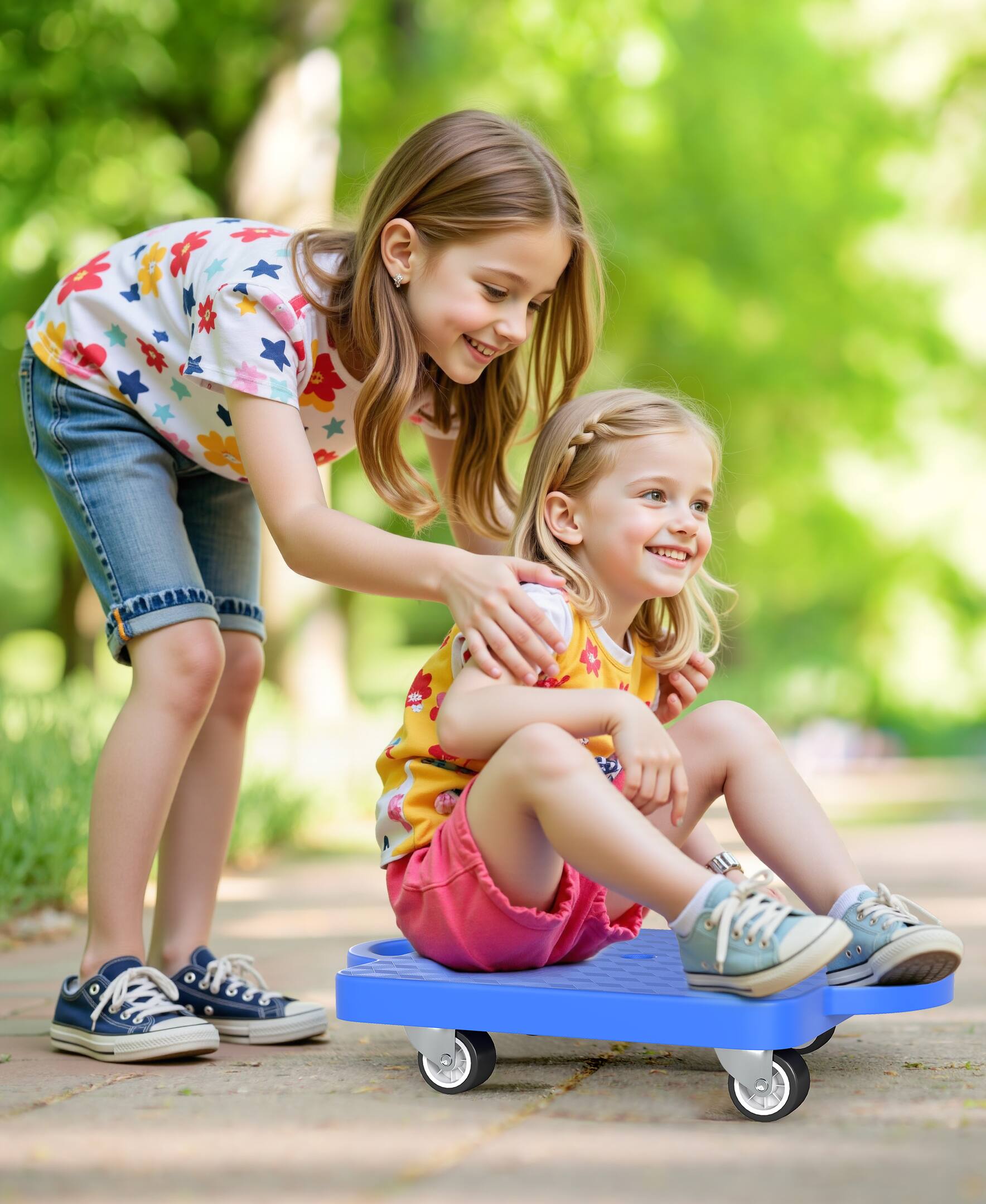 Alt View 5. Sugift - 4-Pack Kids Sitting Scooter Set with Handles and Non-marring Universal Casters - Multicolor.