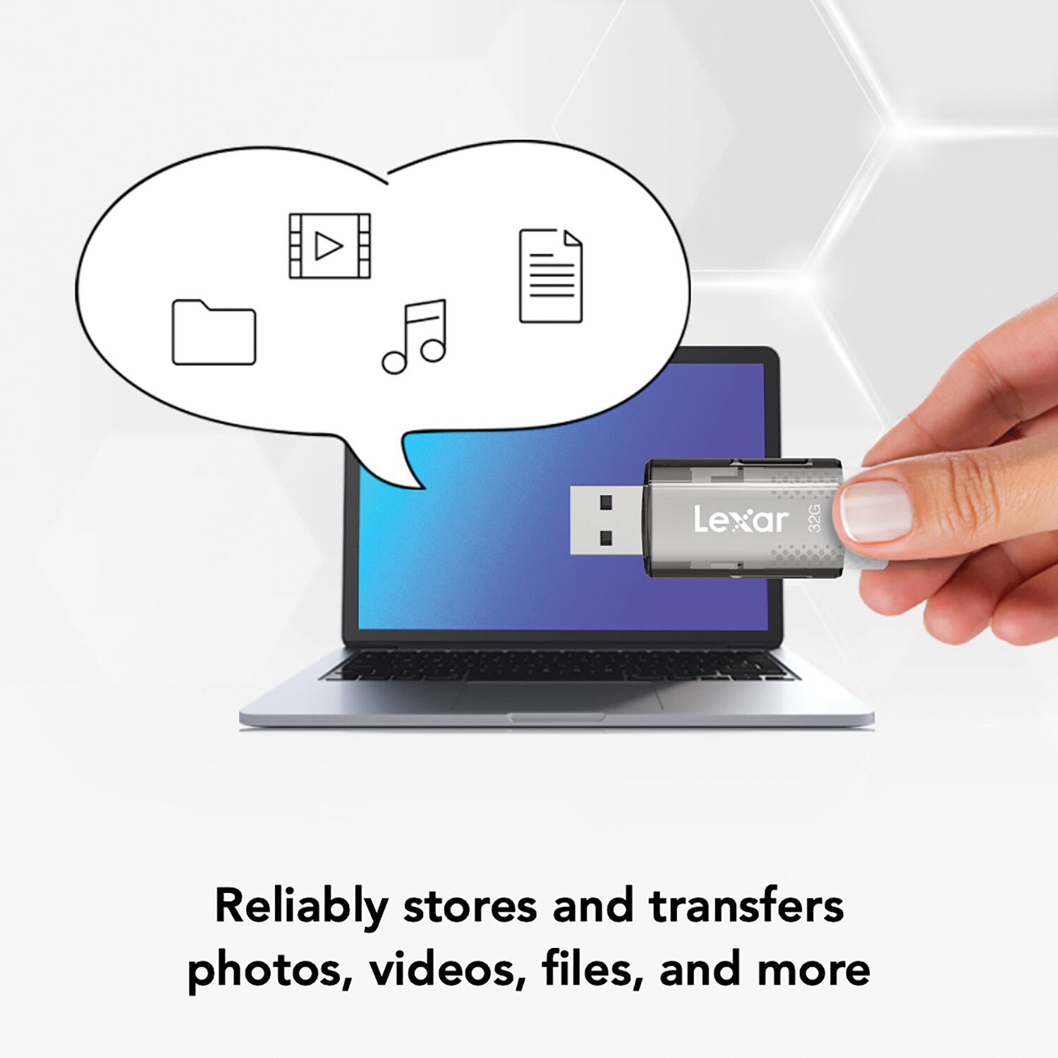 Lexar reliably stores and transfers photos, videos, files, and more