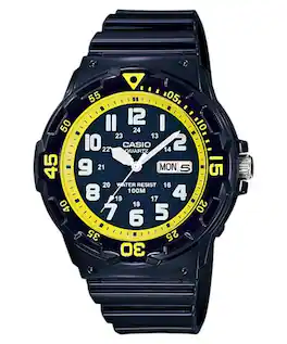 Casio - Men’s and Yellow Dial Black Strap Watch - MTP-MRW-200HC-2BV - Blue