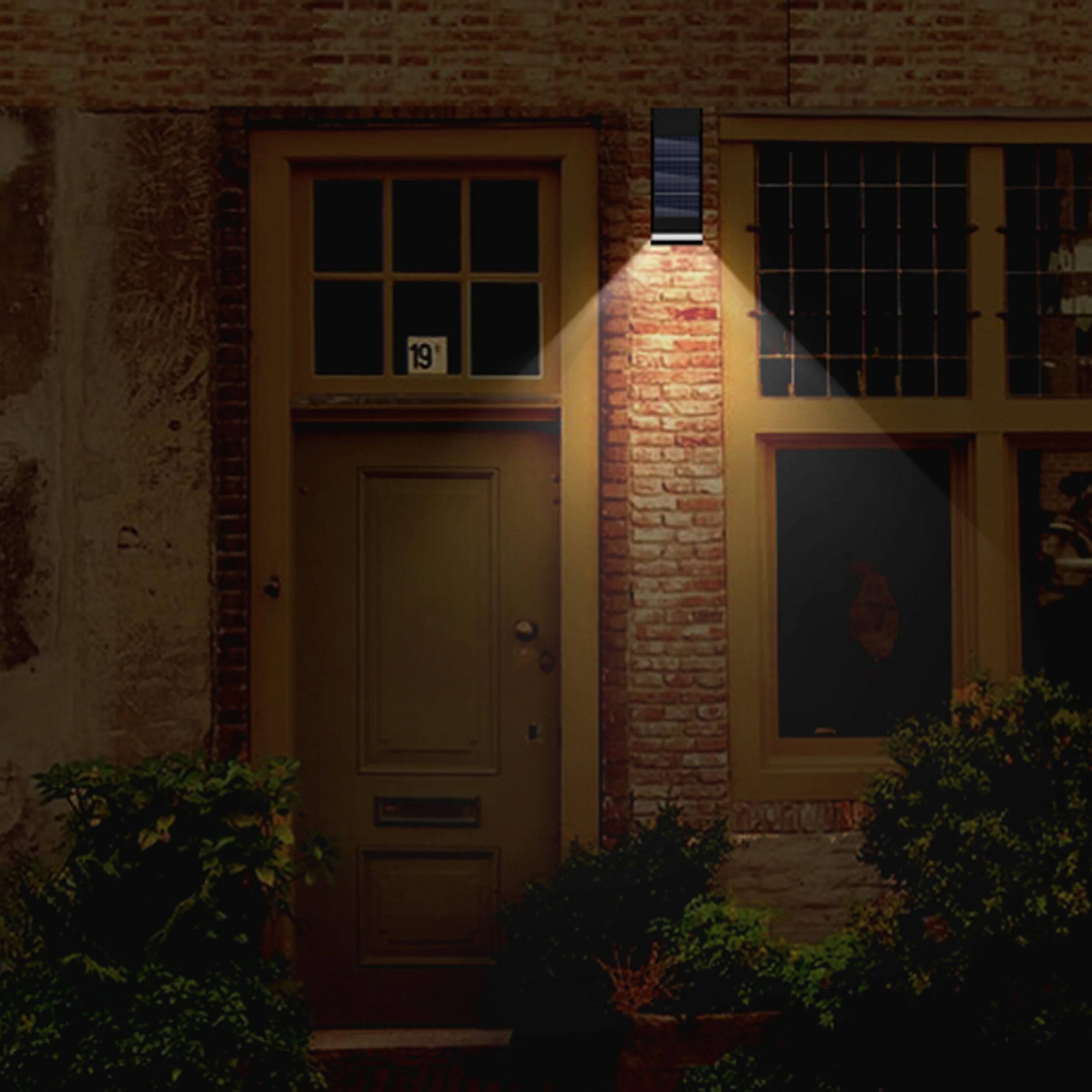 Alt View 6. Techko Maid - Solar Outdoor LED Wall Sconce - Single Direction Light - Black.