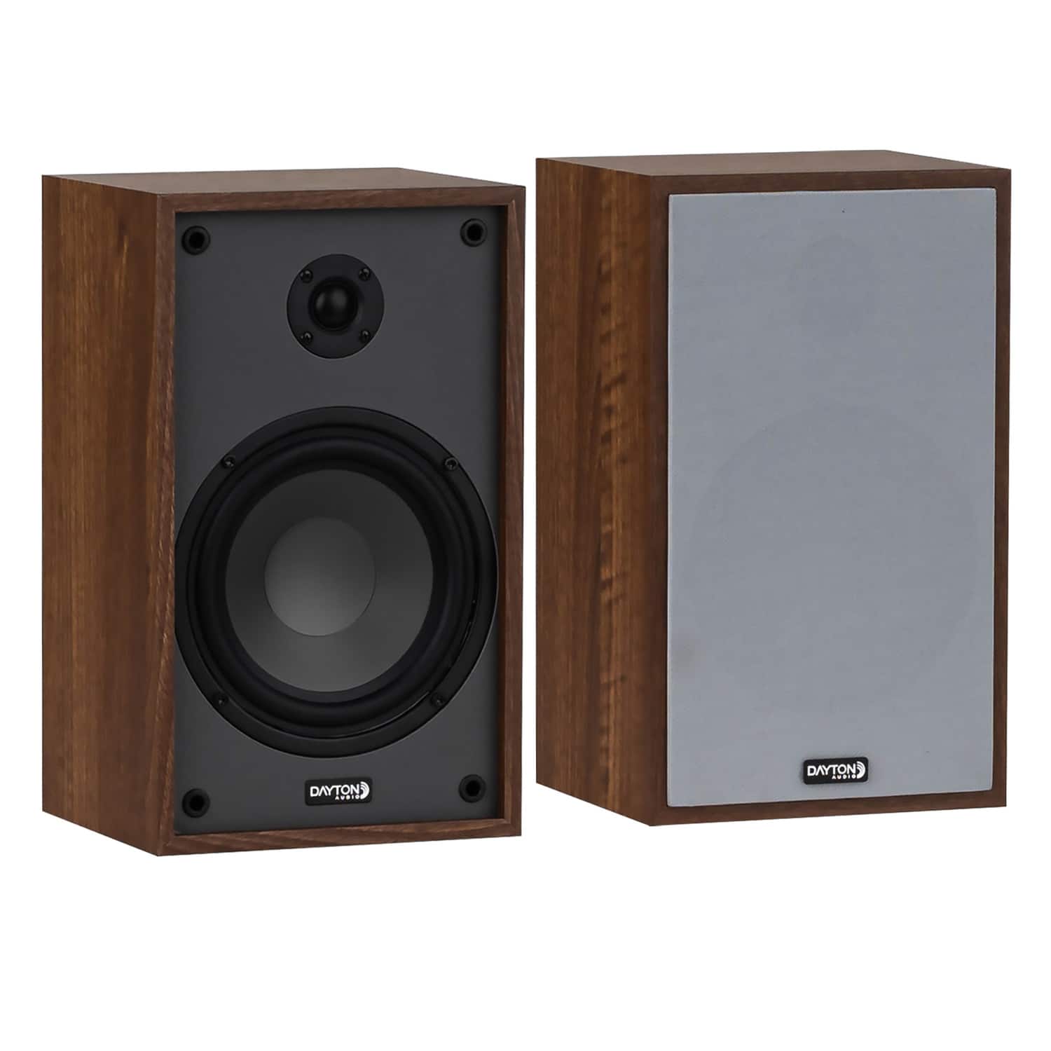 Dayton Audio - Classic B65 40-Watt Wall-Mountable Powered Bookshelf Surround Speaker Set, 6.5" Woofers, Hi-Fi Design, Pair - Oak