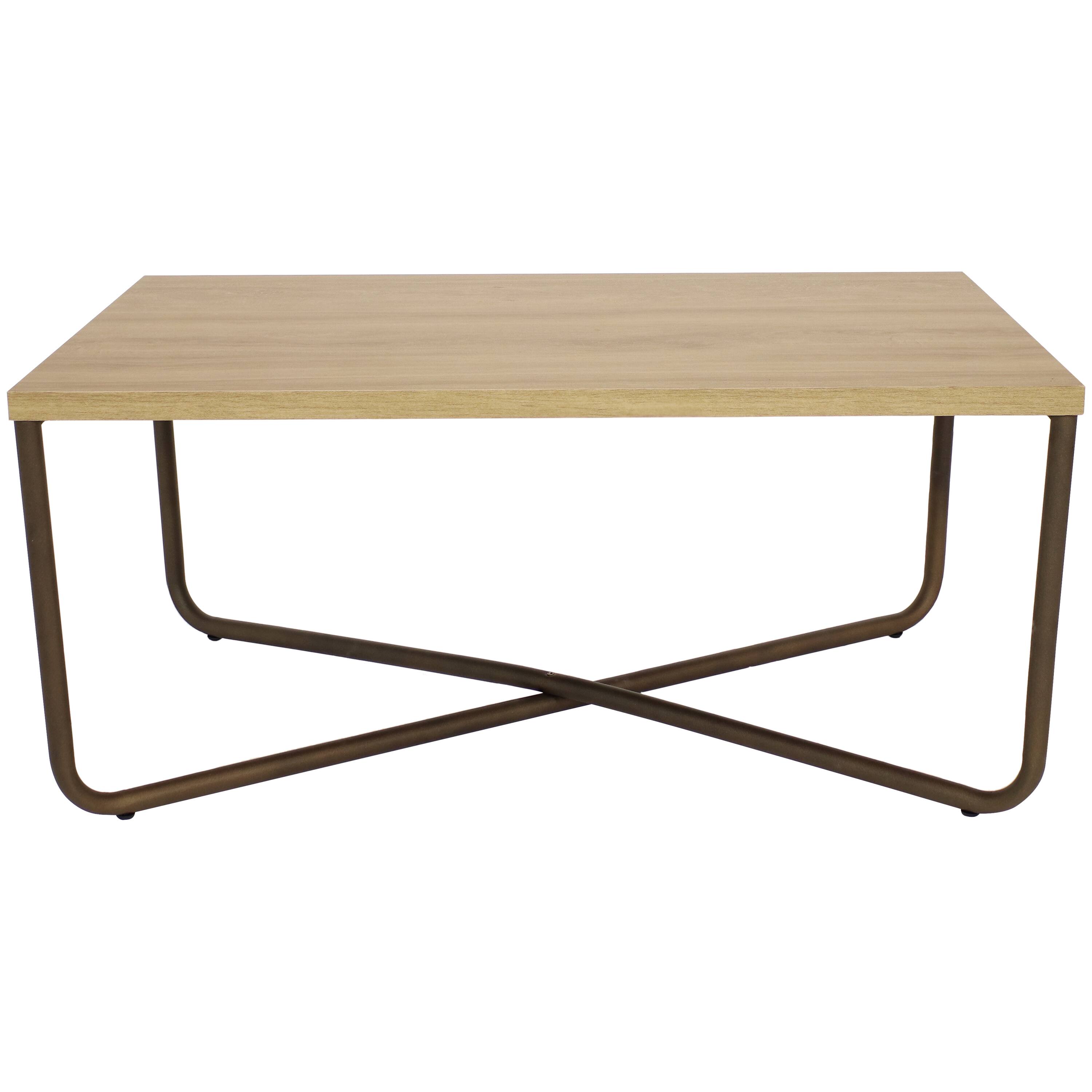 Alt View 10. Sunnydaze - Industrial-Style MDP Cross Legs Coffee Table - Brown.