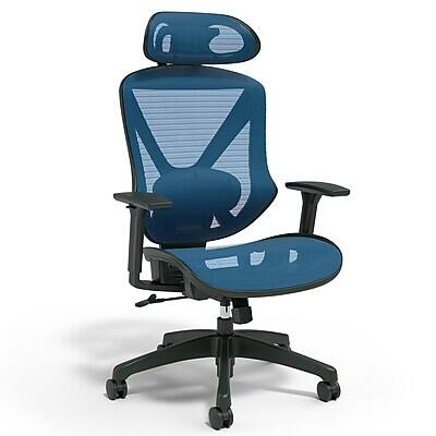 Front. Staples - Staples® Dexley Ergonomic Mesh Swivel Task Chair, Blue (UN59375) - Blue.