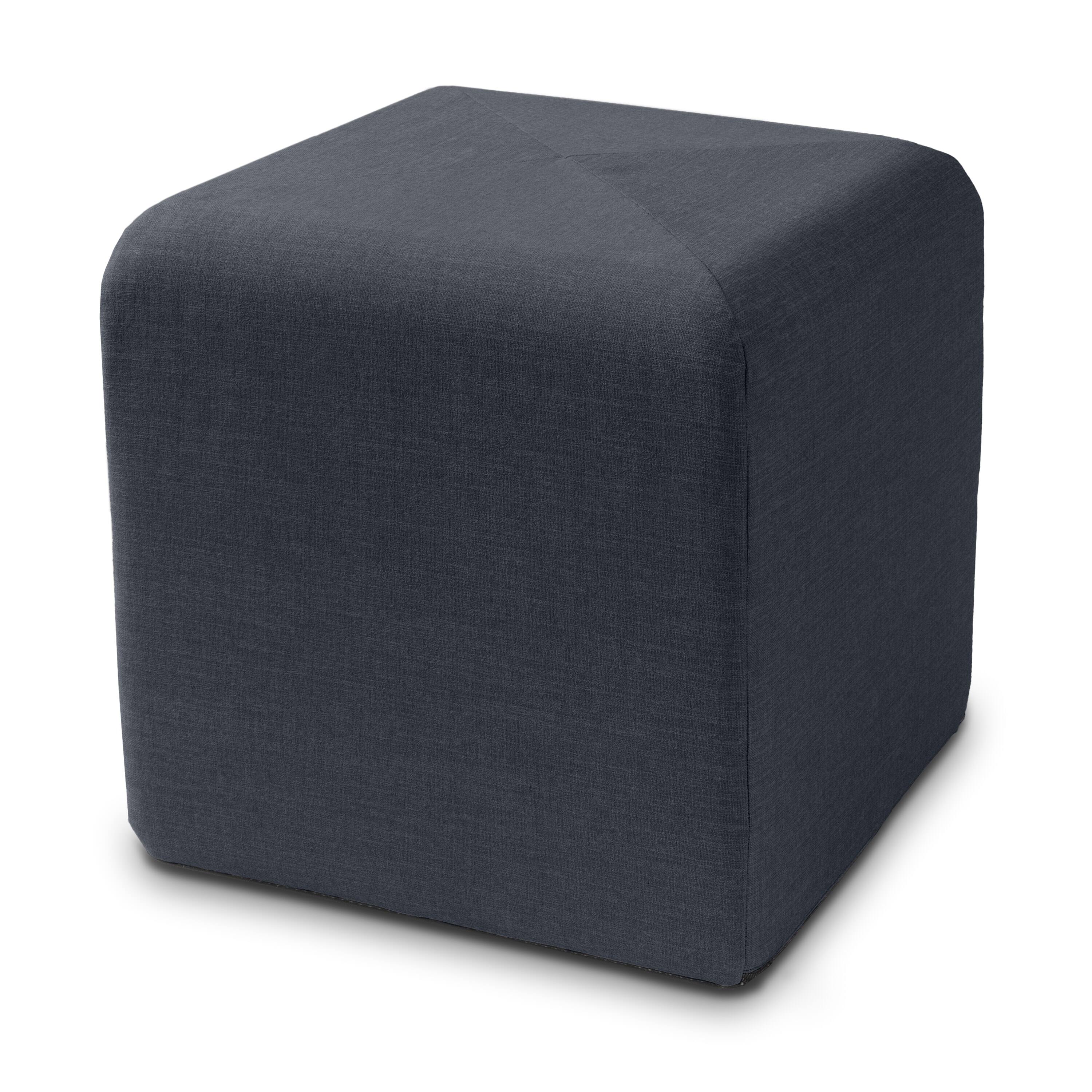 Jaxx - Monroe Square Foam Ottoman with Stain Resistant Performance Fabric, Small (18 x 18) - Blue Denim
