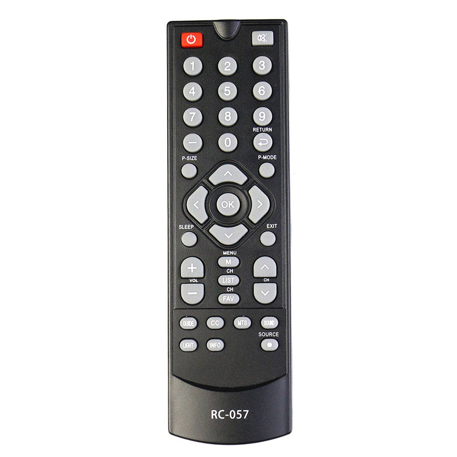 1 2 3 4 5 6 7 8 9 0 RETURN P-SIZE P-MODE < OK > SLEEP EXIT + VOL - MENU M CH LIST CH FAV CH GUIDE CC WTS SOUND SOURCE LIGHT INFO RC-057