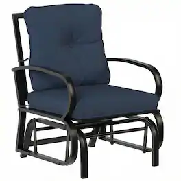 Outsunny - Glider, Outdoor Glider Chair with Cushions, Steel Frame, Curved Armrests - Blue