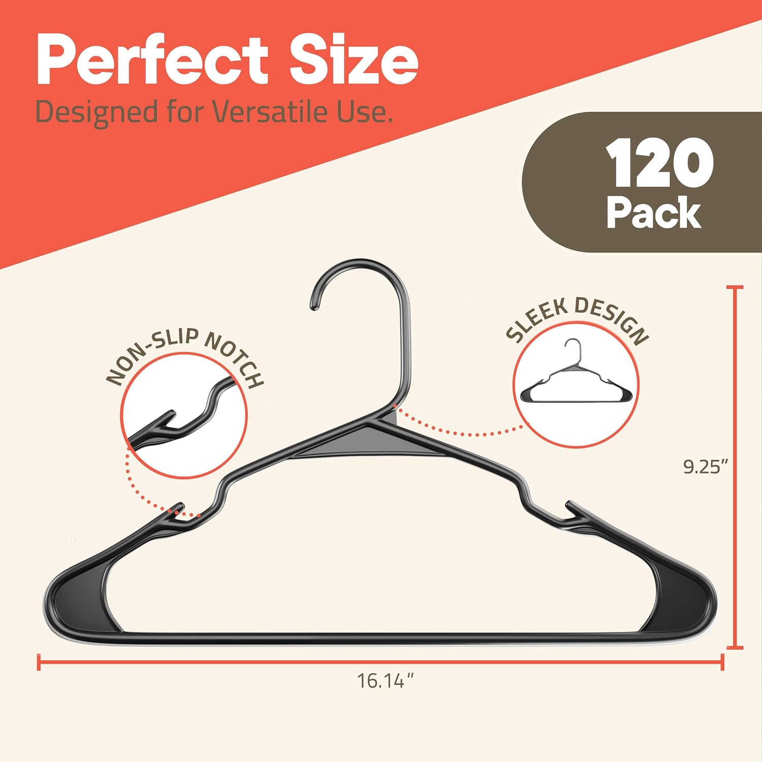 Perfect Size, Designed for Versatile Use, 120 Pack, Non-Slip Notch, Sleek Design, 9.25", 16.14"