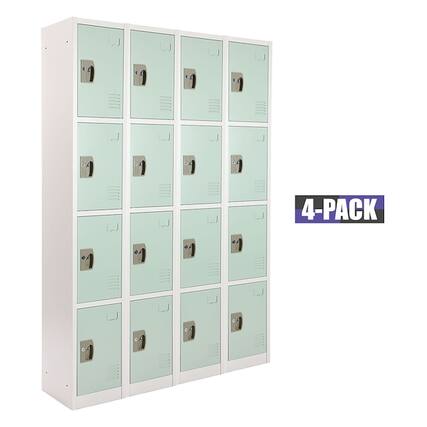 Front. AdirOffice - Storage Locker 629-Series 72" H 4-Tier Steel Key Lock 4-Shelf Locker with Key Lock, 4/Pack - Misty Green.