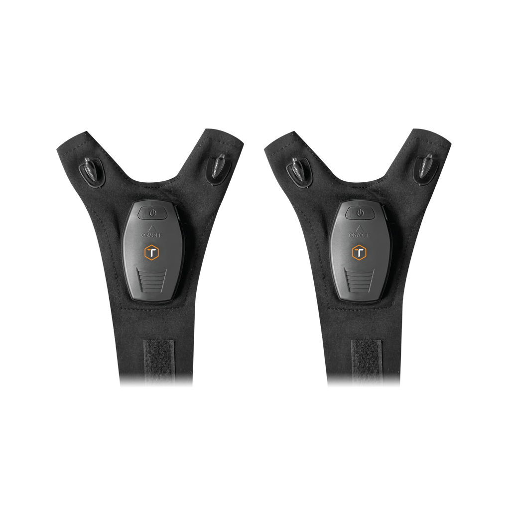 ToughTested - LED Flashlight Gloves, USB-C Rechargeable Fingerless Work Gloves with 2 LED Lights for Outdoor Work - Black