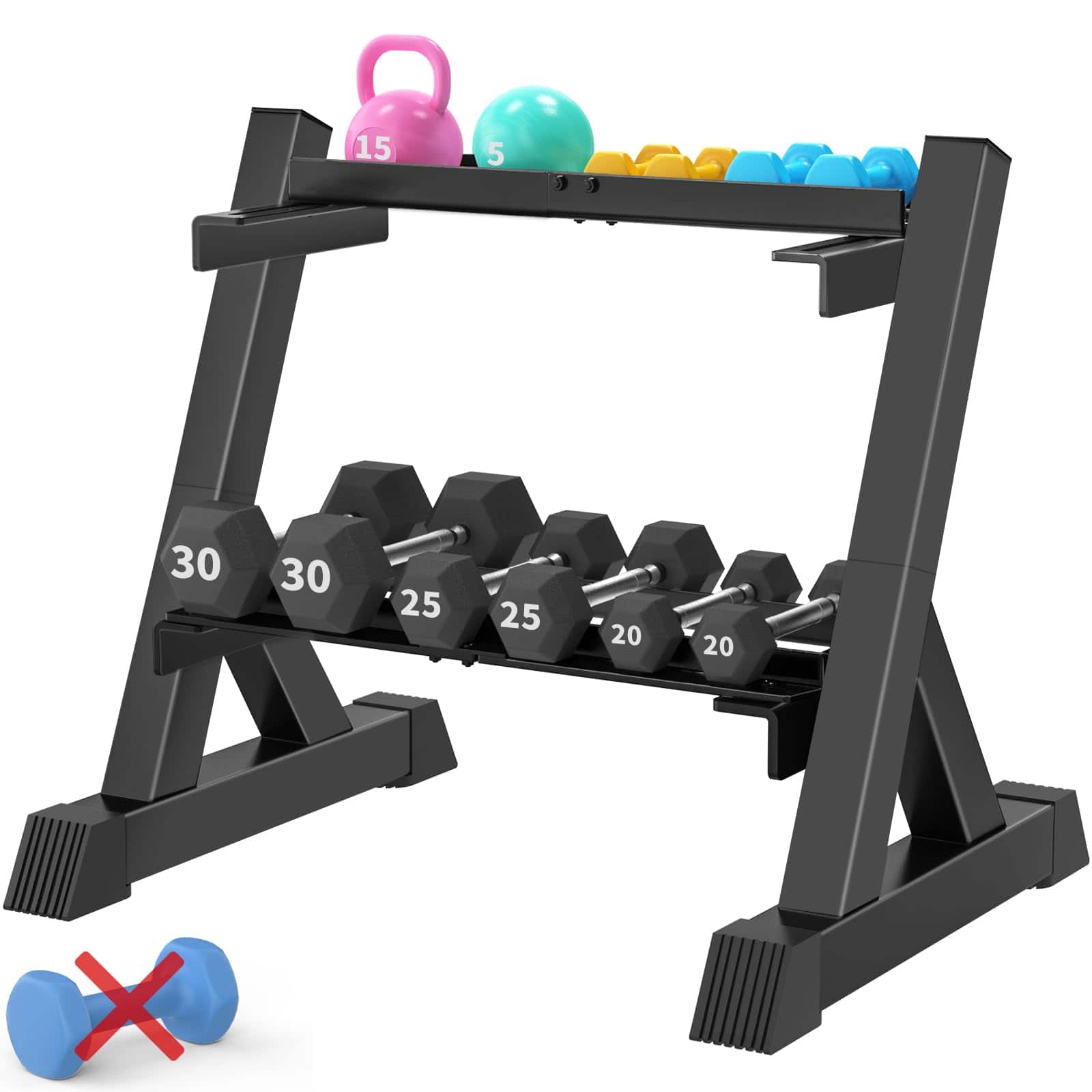 Alchemy Casas - Dumbbell Rack Stand Only 2 tier Length Adjustable Weight For Home Gym Heavy duty Metal Holder Dumbbells - Multi