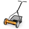Front. Costway - Costway Ironmax Push Lawn Mower, Cordless 14" Manual Reel Mower, Adjustable Cutting Heights - Orange + Black.