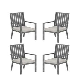 Mondawe - Set of 4 23" Aluminum Patio Dining Chairs with Cushions - Gray