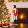Front. Costway - Costway 32.5" Christmas Nutcracker with High Hat & Beautiful Scepter, Uniform & Boots - Black+Red.