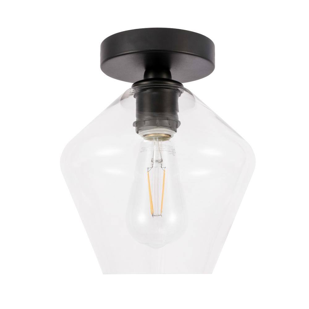 Alt View 7. Living District - Gene 1 light Black and Clear glass Flush mount - Black And Clear Glass.