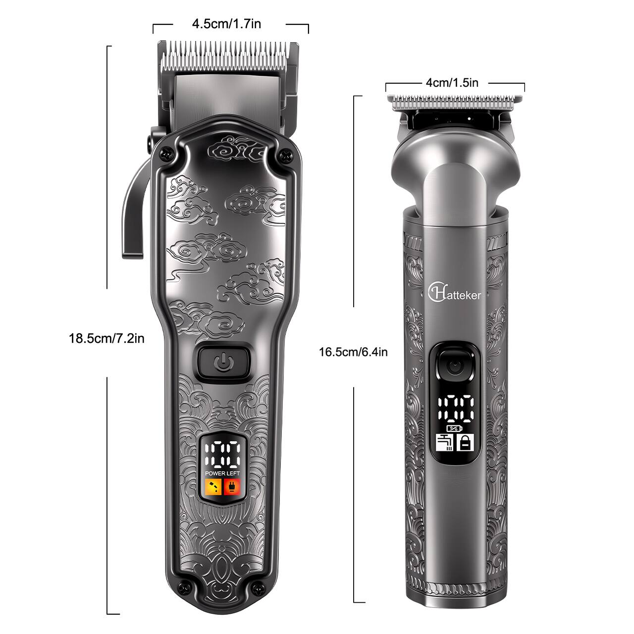 4.5cm/1.7in  
4cm/1.5in  
Hattaker  
18.5cm/7.2in  
16.5cm/6.4in  
1/2  
POWER LEFT