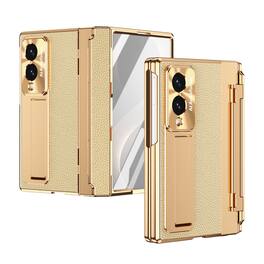 Dteck - Rugged Case for Samsung Galaxy Z Fold8 with Screen Protector & Stand, Shockproof Hard PC Cover with Hinge Protection - Pink Gold
