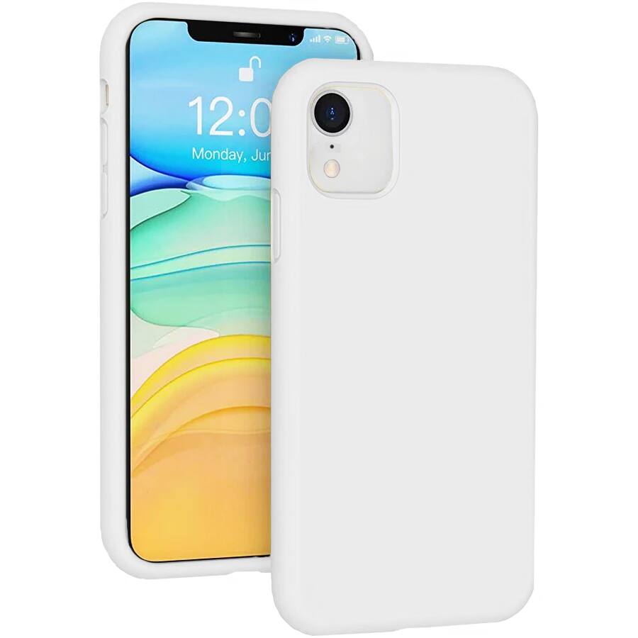 Entronix - Liquid Silicone Case for iPhone XR - Soft-Touch Protection - White