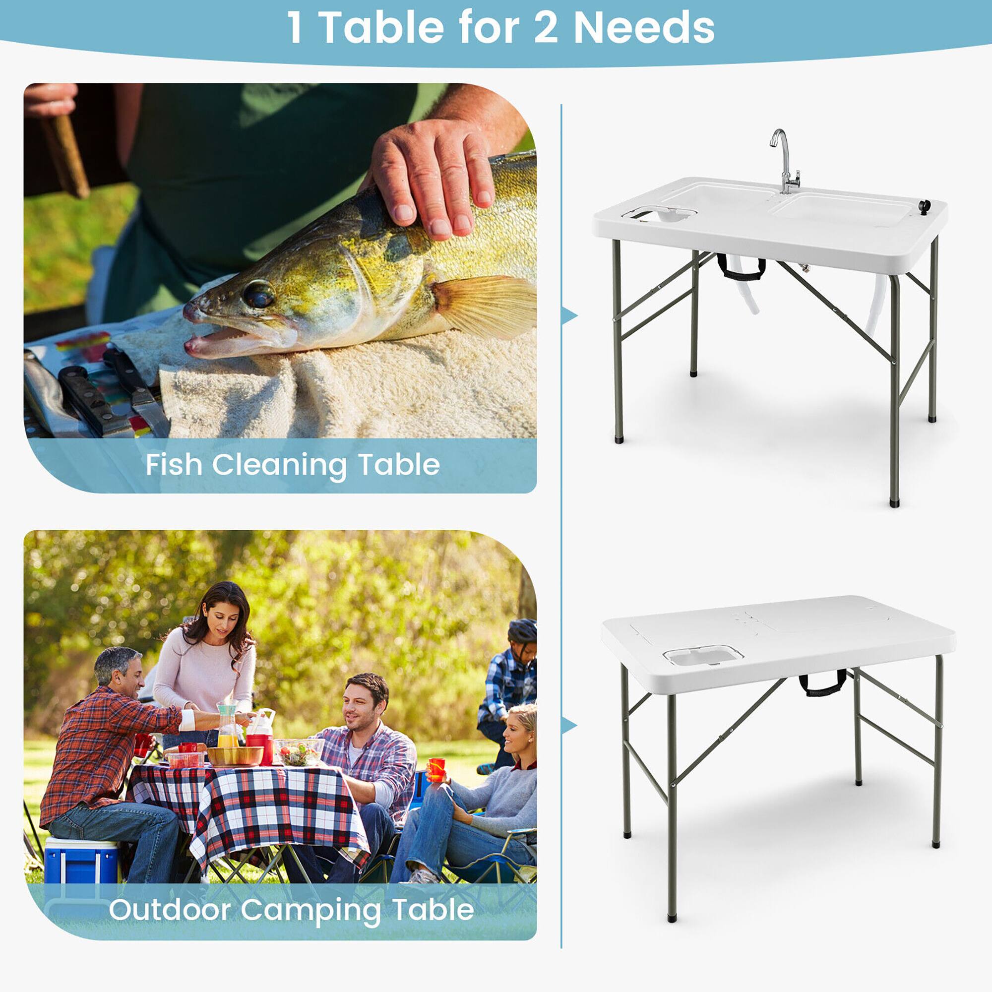 1 Table for 2 Needs

Fish Cleaning Table

Outdoor Camping Table