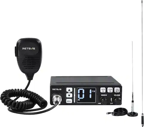RETEVIS
RETEVIS
CH MENU
0 AQ
F M
AM/FM SCAN EMG PA RB 8 SQUECH VOLUME ASQ OFF