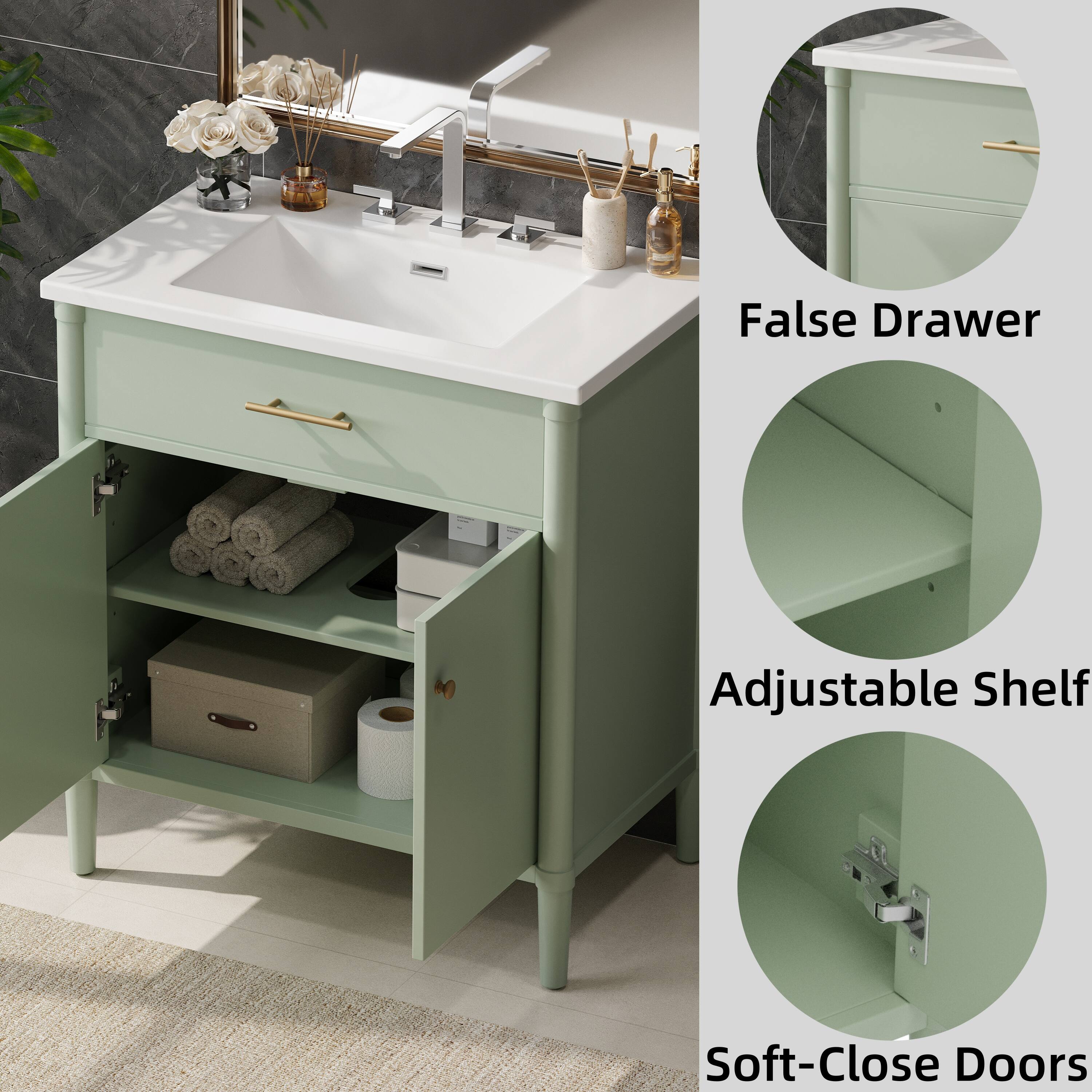 False Drawer  
Adjustable Shelf  
Soft-Close Doors