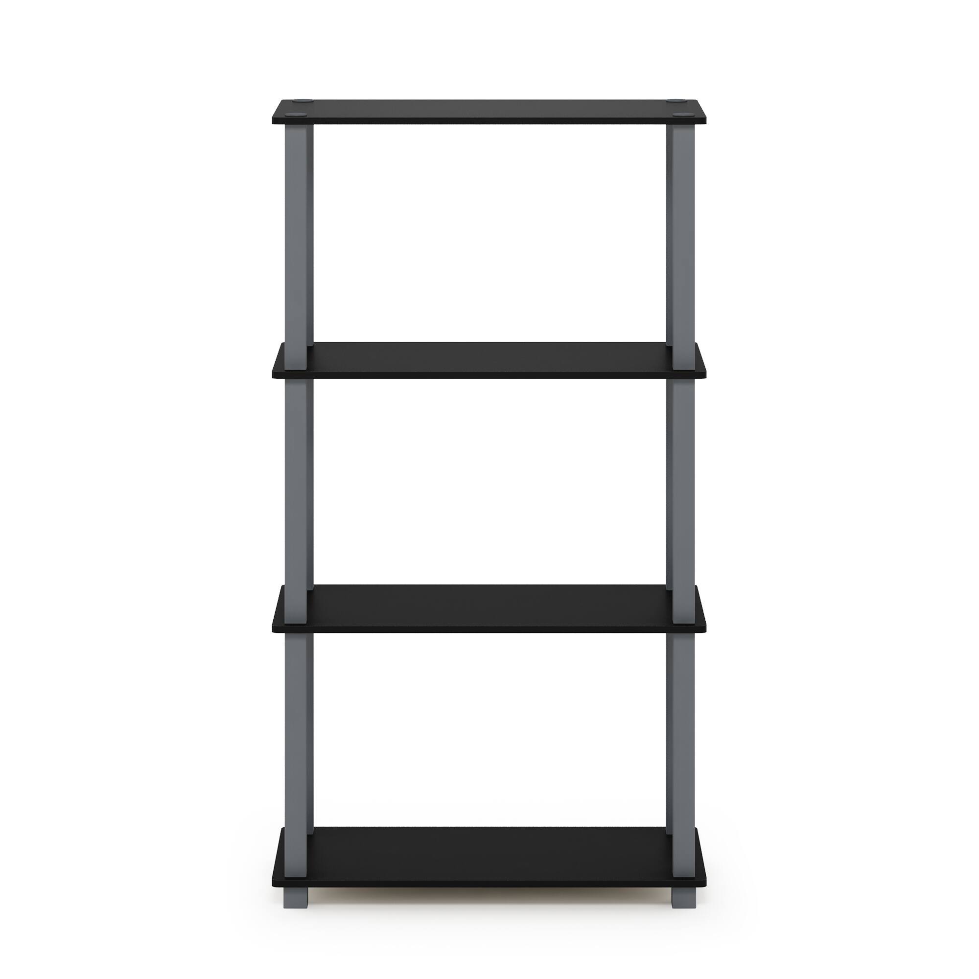 Alt View 2. Furinno - Turn-S-Tube 4-Tier Multipurpose Shelf Display Rack with Square Tube, Black/Grey - Black/Grey.