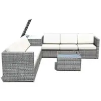 Costway 8 PCS Wicker Sofa Rattan Furniture Set Patio Furniture w/ Storage Table - White - Front_Zoom