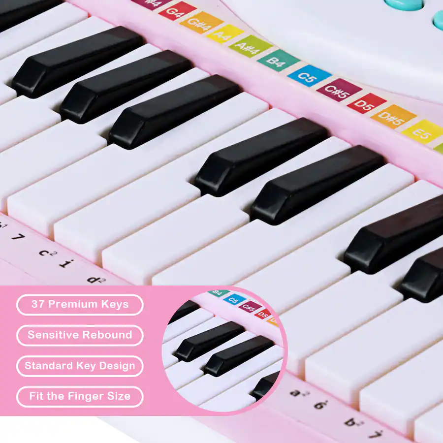 Costway 37 Key Toy Keyboard Piano Electronic Musical Instrument Pink ...