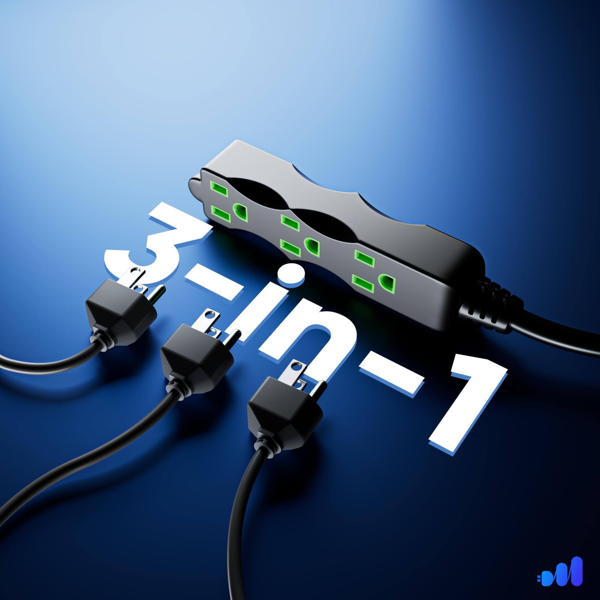 Alt View 1. Maximm - Extension Cord with 3 Outlets, 125V, 3 Prong Extension Cord, ETL Listed, 30ft - BLACK green.