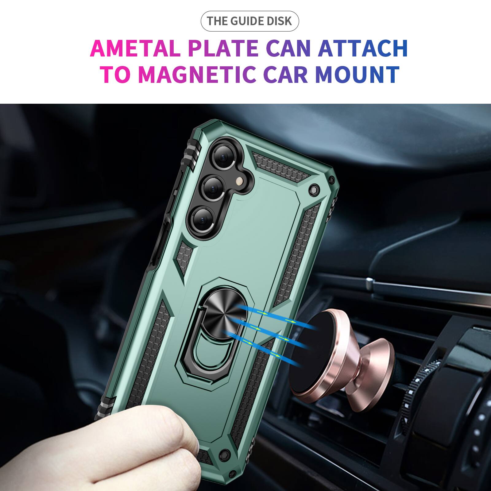 THE GUIDE DISK  
AMETAL PLATE CAN ATTACH TO MAGNETIC CAR MOUNT