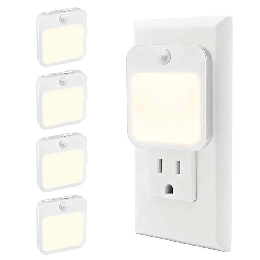 Viviendo - Plug-In Motion Sensor Night Light, Dusk-to-Dawn LED with Stepless Dimming, Energy-Saving