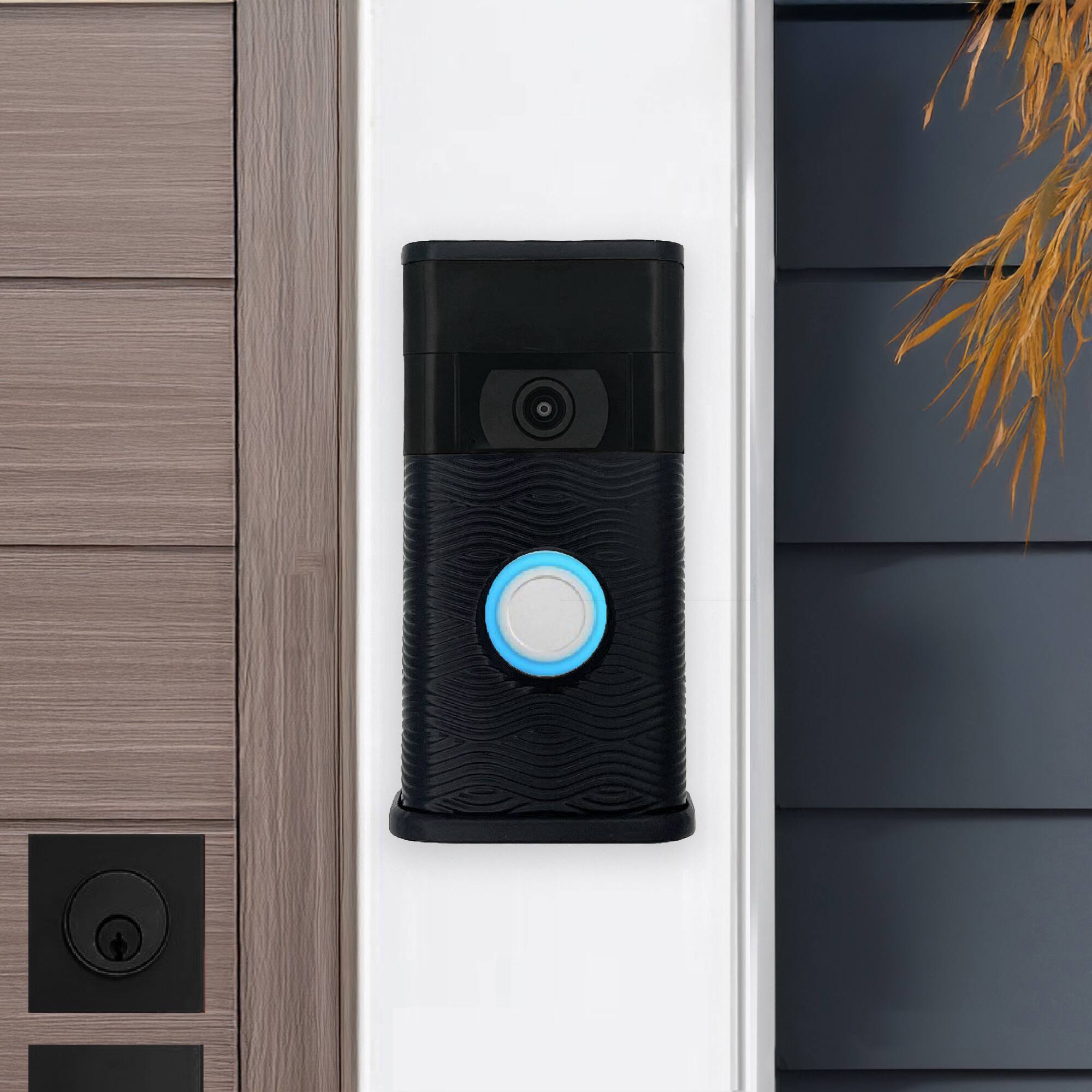 Alt View 3. Michael Healy - Waves Video Doorbell Cover (Ring 2nd Gen) - Matte Black.