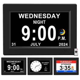 Dazzed Corner - Alarm Clock with Day and Date for Elderly Digital Calendar Clock Photo Frame - Black