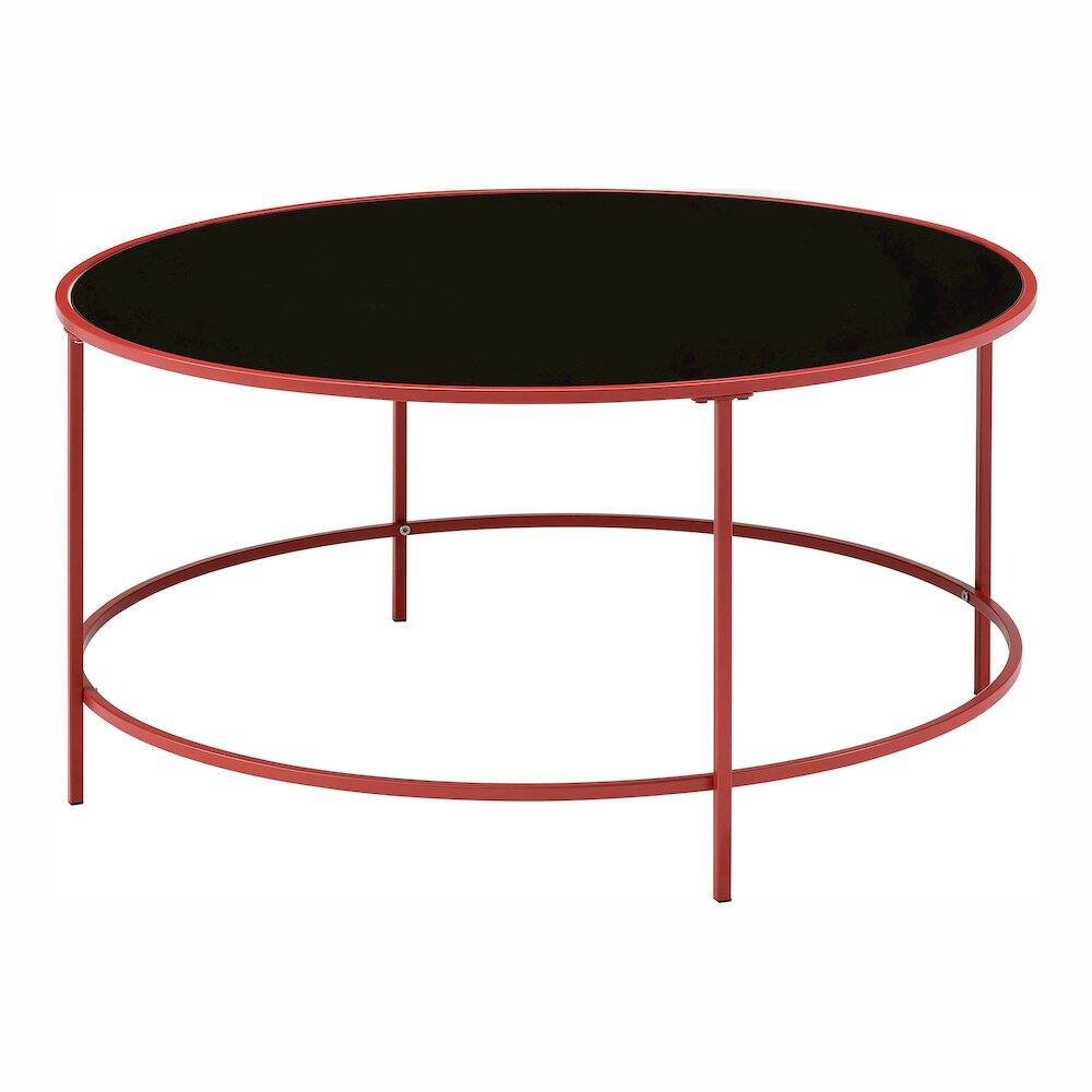 Furniture of America - Rockbel Contemporary Glass Top Round Coffee Table - Red