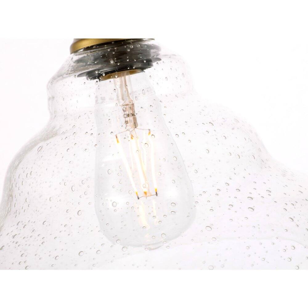 Angle. Living District - Gil 1 Light Brass And Clear Seeded Glass Pendant - Brass And Clear Seeded Glass.