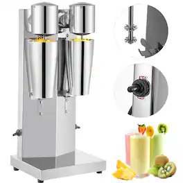 VEVOR - Milkshake Maker Kit, Stainless Steel Electric Milkshake Maker,180W Milkshake Machine,Double Head Classic Milkshake Maker - Silver